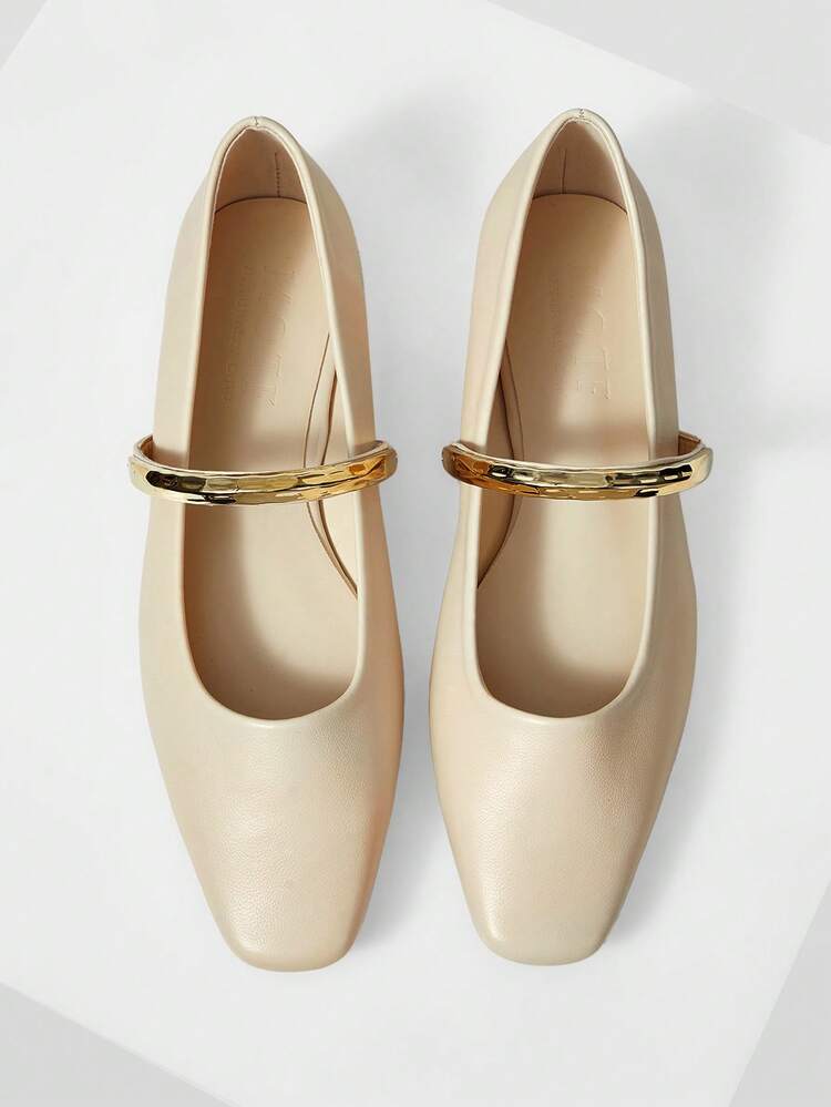 ELEGANT COMMUTING VERSATILE METAL RING WOMEN FLAT SHOES FOR CHRISTMAS