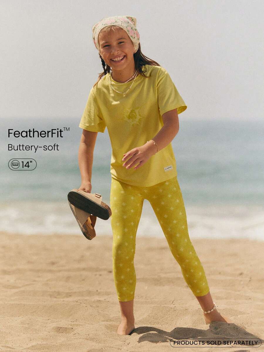 GLOWMODE 14英寸儿童FeatherFit™ Little Mover柔软舒适侧袋运动紧身裤,适合日常休闲穿着。 - 黃色 - 查看 1