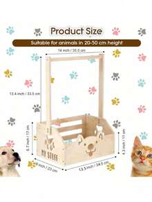 1个大容量木制宠物玩具收纳盒多功能整理篮，适用于狗猫玩具、毯子、牵引绳、食物等家居客厅宠物用品收纳。 - 彩色 - 查看 8