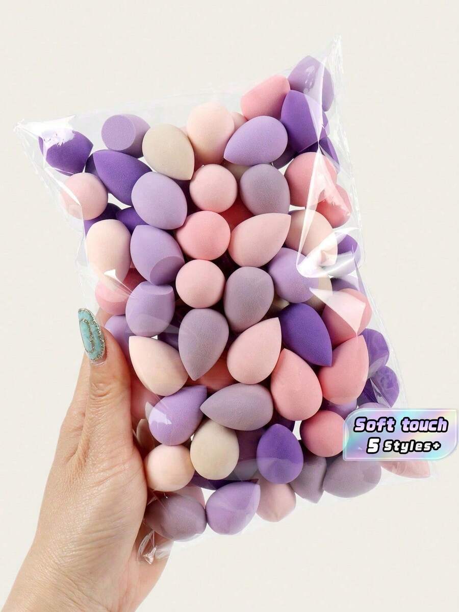 10/ 20/30/ 50/100PCS Mini Makeup Teardrop Shape Latex Free Blender For Liquid Cream Powder Foundation Flawless Finish All Skin Types Wet Dry Use Portable Cosmetic Tool Kit Multicolor - Multicolor - View 1
