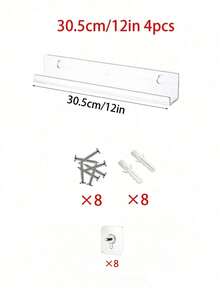 2/4 Kệ trưng bày/kệ sách treo tường hình chữ U trong suốt bằng acrylic, không cần khoan, thích hợp cho phòng ngủ, phòng khách, phòng học, văn phòng, trang trí nhà hiện đại, tiết kiệm không gian, lý tưởng để đựng sách, ảnh, đĩa than, đồ dùng sắp xếp đồ đạc. - Trong sáng - Xem 11