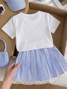 Bộ áo thun đồng phục cho bé gái tuổi teen - trắng - Xem 2