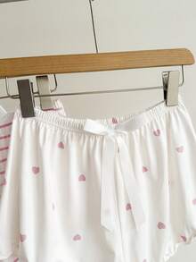 SHEIN 3pcs Bow Tie & Striped Print Colorful Knit Women Pajama Bottoms - Multicolor - View 5