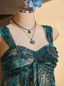 SHEIN ICON Blusa de tirantes de talla grande con estampado de paisley para vacaciones - Multicolor - Ver 8