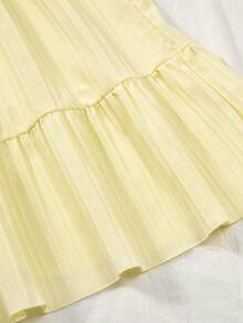 Sparklyn Đầm xếp tầng phong cách Boho cho bé gái tuổi teen - Đầm ngắn dáng chữ A không tay cổ vuông với thắt lưng ren nhiều màu sắc, thích hợp cho kỳ nghỉ hè ở bãi biển. - Màu vàng - Xem 7