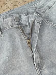 Manfinity EMRG Men's American Casual Gentleman Micro-Flare Design Washed Gray Denim Jeans - Grey - View 4