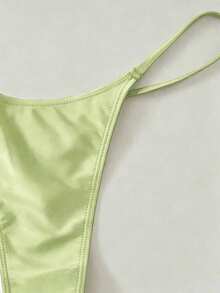 Women's Solid Color Bikini Bottom, Simple Beach Vacation Style - Limelight Green - View 3