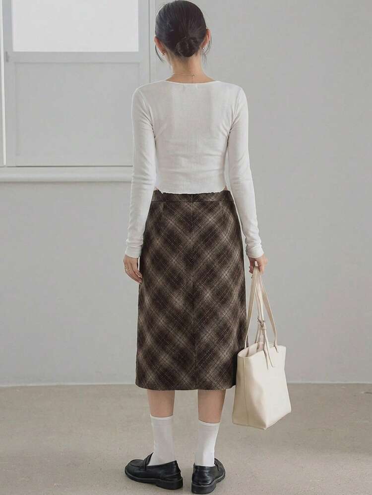 Women's Elegant & Playful Tie Dye Plaid Skirt, Suitable For Spring & Summer, Lightweight For Commuting