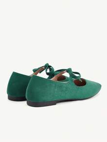 CUCCOO CHICEST Spring And Autumn, New Bow Decoration, Solid Color, Low Vamp Small Square Toe, Casual And Comfortable Versatile, Women's Flats, First Choice For Dating, Gifts - Dark Green - View 6