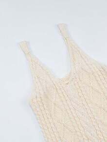 SHEIN Franclia Women's Basic Minimalist Fashion Twist Rope Texture Camisole Tank Top, Suitable For Vacation - Apricot - View 3