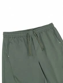 Manfinity Homme Men's Casual Solid Color Drawstring Waist Slant Pocket Pants - Dark Green - View 5