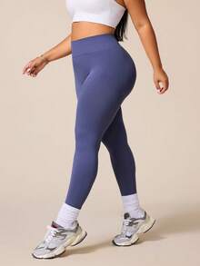 Rhythm Era Quần legging thể thao màu trơn dành cho nữ cỡ lớn, kiểu dáng thường ngày, đa năng. - Màu xanh hải quân - Xem 5