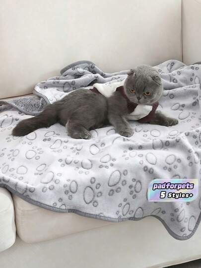 1 pieza Manta para perros grandes - Manta lavable para mascotas - Manta para cachorros, apta tanto para perros grandes como pequeños - Manta reversible suave y esponjosa para perros, cubierta para sofá para perros, gris con estampado de huellas