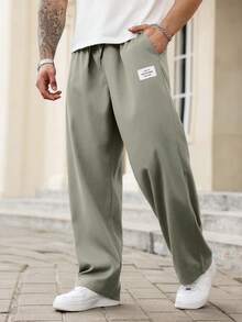 Manfinity Homme Plus Size Men's Versatile Pocketed Drawstring Waist Casual Pants - Mint Green - View 4