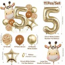 MINKOJA MINKOJA 11 pièces Ensemble de ballons en forme de tête de girafe géante avec ballon en feuille numéro blanc doré de 32 pouces pour décoration de fête d'anniversaire sur le thème de la jungle, fournitures de fête d'anniversaire, décoration de fête safari, anniversaire, Noël - Voir 9