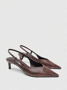 CUCCOO BIZCHIC 女士巧克力棕色优雅尖头小猫跟凉鞋，通勤时尚单品 - 摩卡棕 - 查看 9