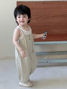 DAZY 婴儿/幼儿男童休闲舒适条纹连体衣 - 米色 - 查看 7