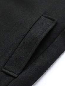 Manfinity Homme Men's Solid Color Pocket & Button Front Long Sleeve Overcoat, Autumn Fall Going Out Overcoat, For Friends, Husband, Boyfriend Gifts Men Coat Men Double Breasted Suit Casual Suits For Outerwear, For Winter - Black - View 7