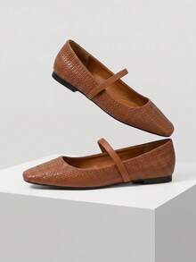 MOTF PREMIUM WOMEN SNAKESKIN PRINT SIMPLE & VERSATILE FLAT CASUAL SHOES, VALENTINES - Brown - View 5