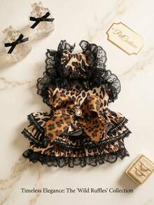 PETSIN 1pc Pet Fashion Leopard Pattern Puff Skirt Lace Ruffle Princess Style Strap Skirt, Cat And Dog Universal Clothes - leopard print - View 1