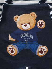 SHEIN Baby Boy Cute Bear Print Soft & Comfortable Romper, Suitable For Daily Wear And Holiday Gifts - Blue - View 7
