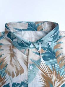 Surfspeed Men's Tropical Plant Print Button-Up Short Sleeve Shirt And Drawstring Waist Pocket Shorts Set,Beige Summer Boho Beach Holiday Holiday Hawaii Swim - Multicolor - View 4