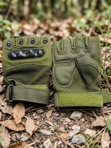 1 Pair Men's Half-Finger Tactical Gloves: Perfect For Outdoor Sports, Hunting, Airsoft, And Motorcycle Riding. - Multicolor - View 9
