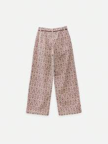 Nöista Women's Casual Daily All-Over Print Contrast Trim Pocket Jeans - Beige - View 7