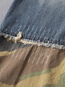 Manfinity Denimwave Quần jean denim rách dáng rộng in họa tiết rằn ri dành cho nam - Màu xanh lam - Xem 6