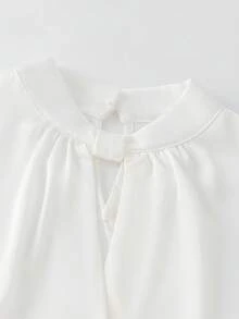 SHEIN Áo sơ mi trắng công sở lịch sự, phong cách Pháp lãng mạn, thích hợp đi làm. - trắng - Xem 5