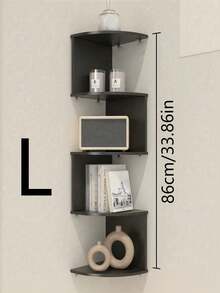 1pc Space Saving No Drill Wall Mounted Corner Shelf Multi Layer Triangle Hanging Rack For Kitchen Bedroom Living Room Wall Decor Home Organization Storage Shelving Unit - Black - View 11