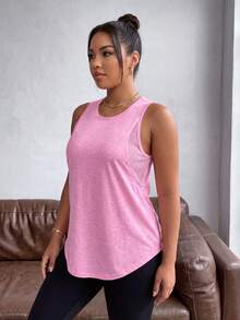 Maweii Jacquard Knit Sleeveless Tank Top, Solid Color Casual & Fashion For Everyday Wear - Pink - View 6