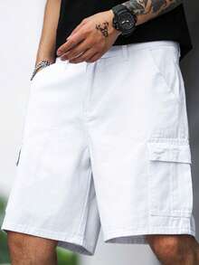 Quần short denim ống rộng dành cho nam - trắng - Xem 3