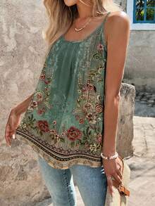 SHEIN Clasi Áo camisole nữ in hoa dáng rộng thoải mái - Nhiều màu - Xem 4