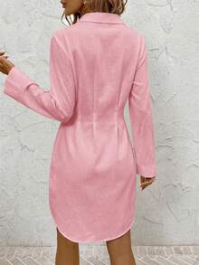 SHEIN Clasi Vestido camisero con estampado floral, versátil y apropiado para el uso diario en otoño/invierno para mujer - Rosa - Ver 2