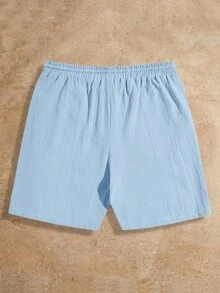 HIMLAND Men's Drawstring Waist Casual Versatile Daily Wear Shorts - Blue - View 3
