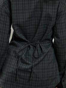COUREZ Long Sleeve Cinched Shirt In Grid Check /Y2K Summer Clothes For Women Summer Outfits For Women Festival Outfits Concert Outfits Spring Outfits For Women - Multicolor - View 6