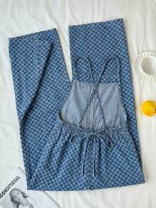 SHEIN Comfortcana Quần yếm và áo liền quần denim dành cho nữ - Màu vàng - Xem 2