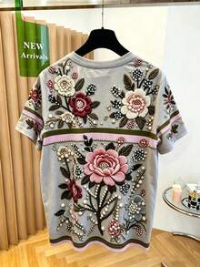 Resyla 女式上衣，2026春夏新款韩版独特设计数码印花T恤，女式短袖宽松休闲款，送给女朋友的理想礼物。 - 彩色 - 查看 2