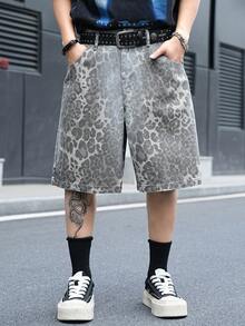 Manfinity EMRG Men's Casual Street Style Leopard Print Distressed Denim Shorts - Multicolor - View 6
