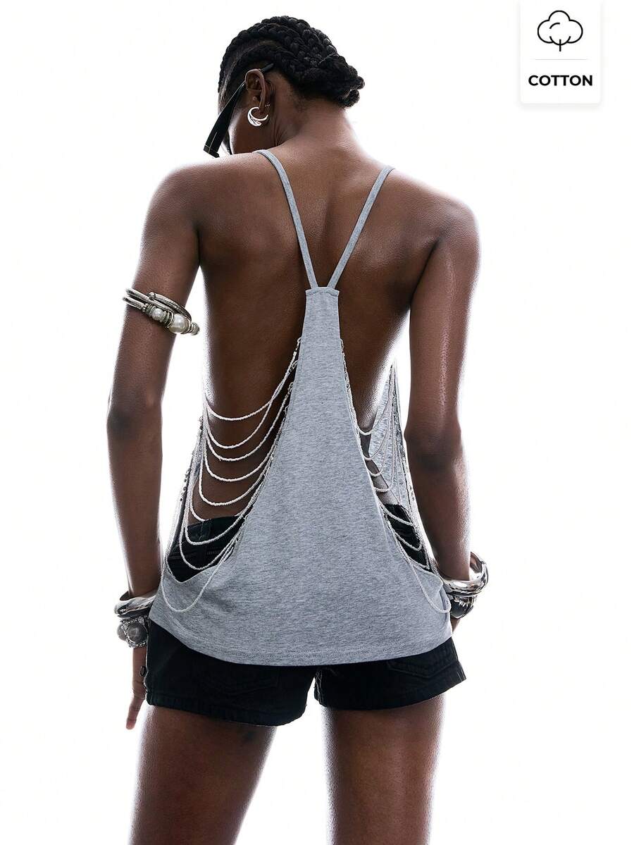 LYSMO 2026 New Arrive Minimalism Spring/Summer Women's Solid Color Casual Versatile Daily Wear Camisole Top,Y2k,Party Top - Light Grey - View 1
