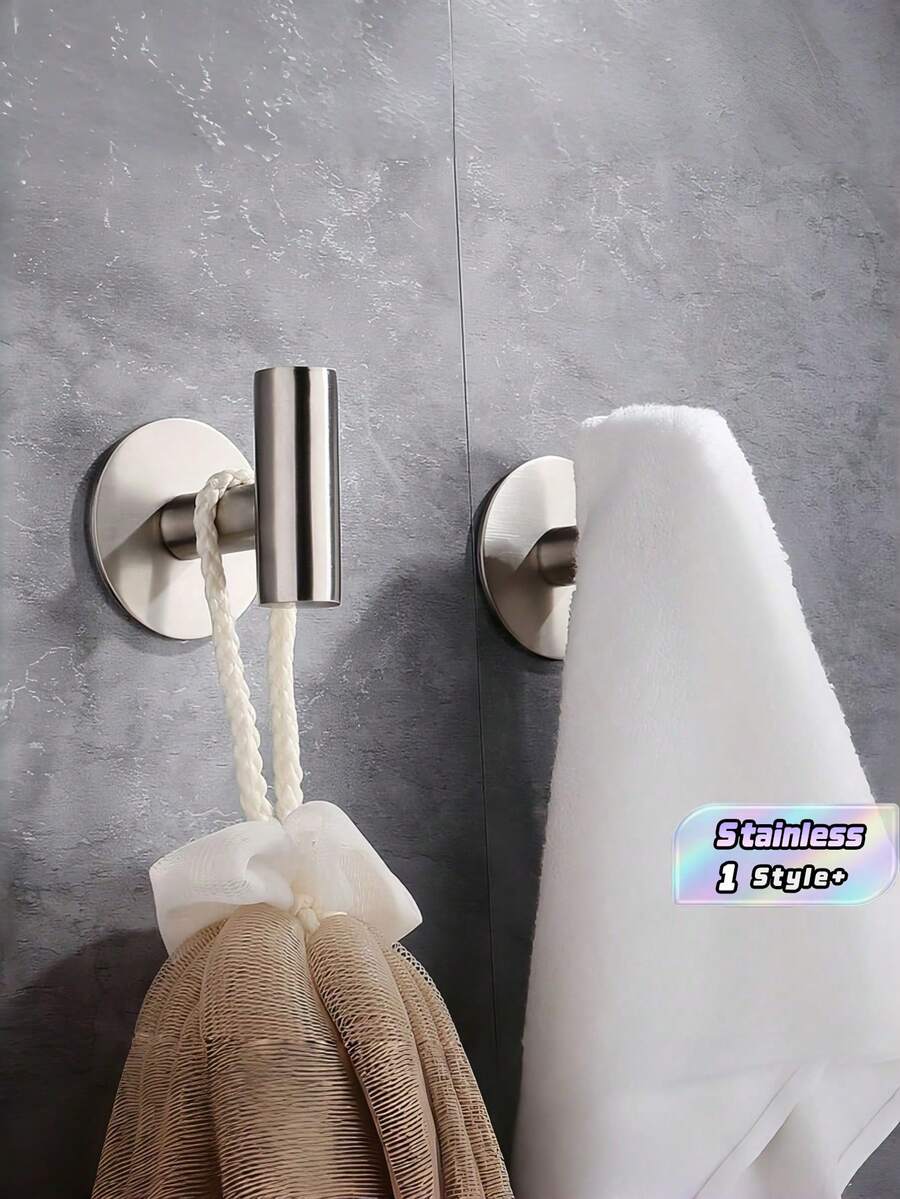 1 chiếc móc dán tự dính dùng để treo áo choàng, khăn tắm, áo khoác, quần áo, móc chìa khóa, móc treo móc chìa khóa bằng thép không gỉ 304, móc treo đồ dùng phòng tắm, nhà bếp. - Bạc - Xem 1