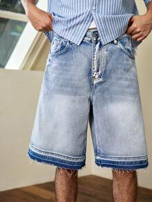 Whitmere Men's Denim Shorts Jeans, Urban Casual Y2K Distressed Versatile Fashionable Streetwear Sporty, Loose, Daily Commute Home Outdoor - Blue - View 5