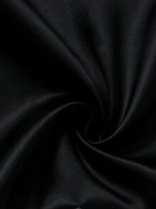 GlowEve CURVE 大码女装春夏优雅荷叶边领珍珠装饰A字吊带连衣裙，亮面面料，纯色 - 黑色 - 查看 4