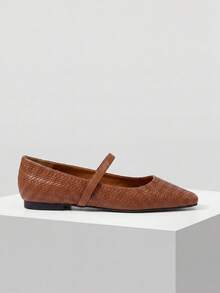 MOTF PREMIUM WOMEN SNAKESKIN PRINT SIMPLE & VERSATILE FLAT CASUAL SHOES, VALENTINES - Brown - View 3
