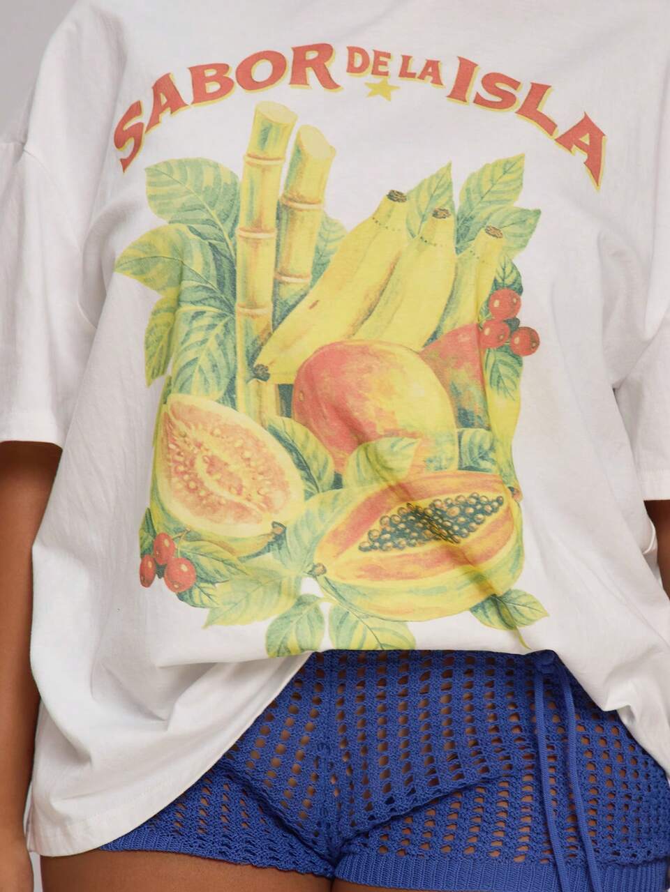Curve Fruit Graphic Print Overd T-Shirt