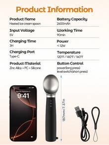 Các phụ kiện nhà bếp khác - Muỗng múc kem - 2600mAh - Xem 6