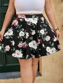 SHEIN CURVE+ Chân váy mùa hè phong cách Bohemian dành cho nữ cỡ lớn, có túi, thích hợp cho kỳ nghỉ và mặc hàng ngày. - màu đen - Xem 3