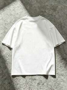 ROMWE MEN Street Life 2026 Spring, Autumn & Summer Men's Heavyweight Casual Fashion Crew Neck Short Sleeve T-Shirt, Unisex Couple Matching Tops - White - View 2