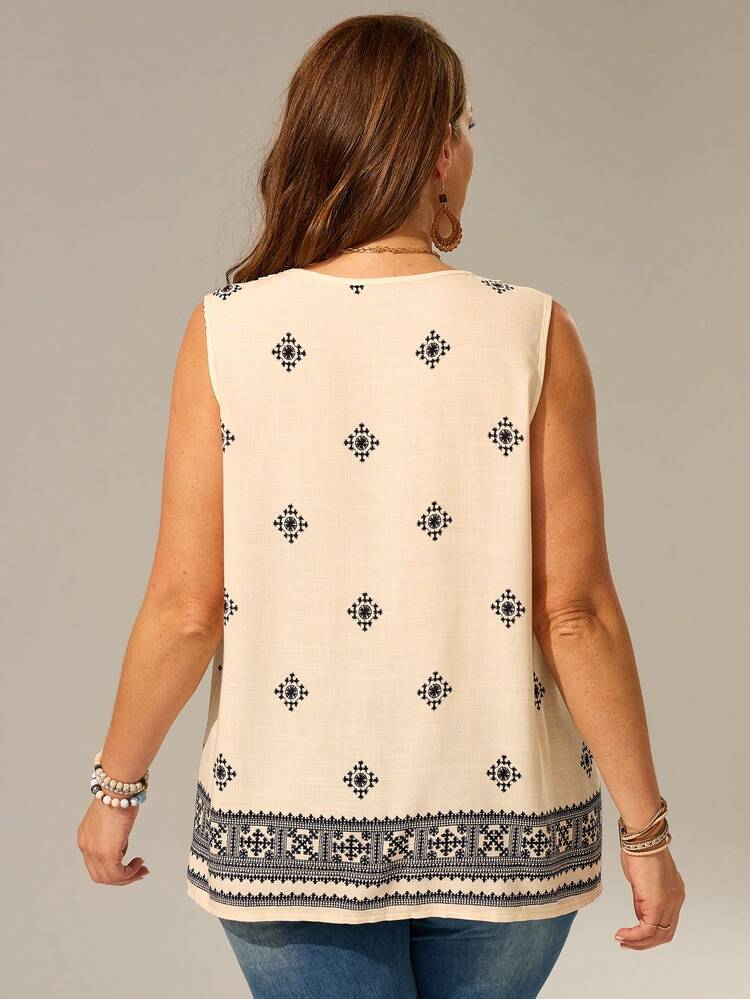 Plus Size Vacation Solid Color Casual Sleeveless Tank Top & Camisole Set, Minimalist Style For Everyday Wear,Spring/Summer